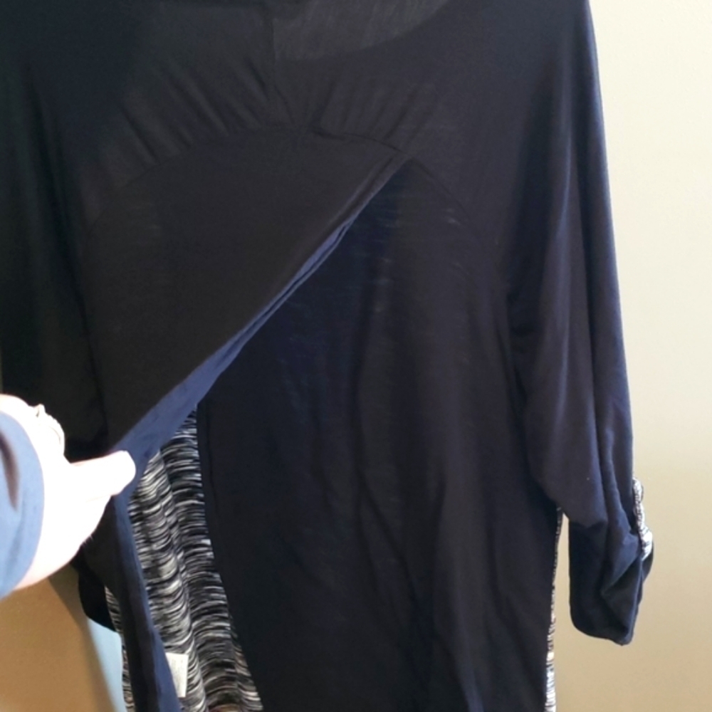 Dept 222 Black White ¾ Sleeve Top 2XL Open Back Detail - Picture 3 of 7
